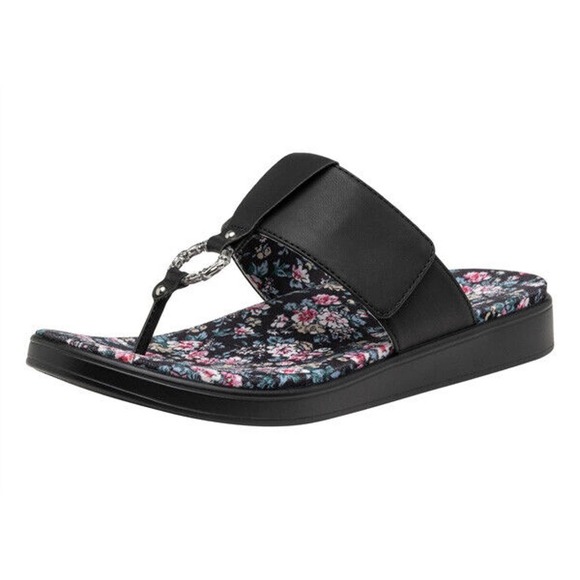 Alegria Womens Moxi Vegan Leather Thong Sandal -- Enchanting Black NEW - Picture 1 of 6
